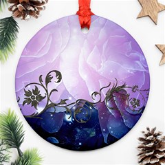 Elegant Floral Design Round Ornament (two Sides) by FantasyWorld7