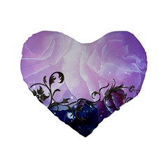 Elegant Floral Design Standard 16  Premium Heart Shape Cushions by FantasyWorld7