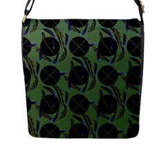 Feathers Pattern Flap Closure Messenger Bag (l) by bloomingvinedesign