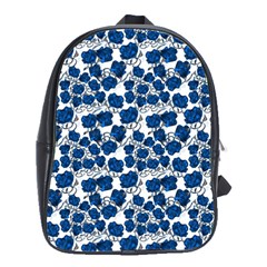 Blue Roses School Bag (large) by bloomingvinedesign