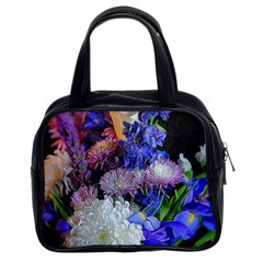 Blue White Purple Mixed Flowers Classic Handbag (two Sides) by bloomingvinedesign