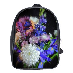 Blue White Purple Mixed Flowers School Bag (large) by bloomingvinedesign