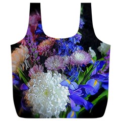 Blue White Purple Mixed Flowers Full Print Recycle Bag (xl) by bloomingvinedesign