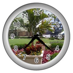 Columbus Commons In Late May  Wall Clock (silver) by Riverwoman