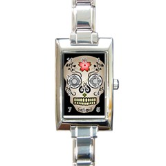 Skull Scary Art Digital Head Rectangle Italian Charm Watch by Wegoenart