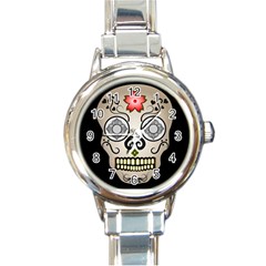 Skull Scary Art Digital Head Round Italian Charm Watch by Wegoenart