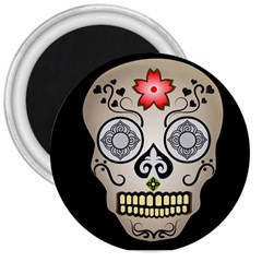 Skull Scary Art Digital Head 3  Magnets