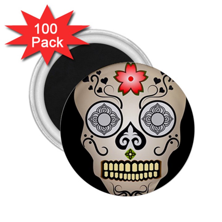 Skull Scary Art Digital Head 2.25  Magnets (100 pack) 