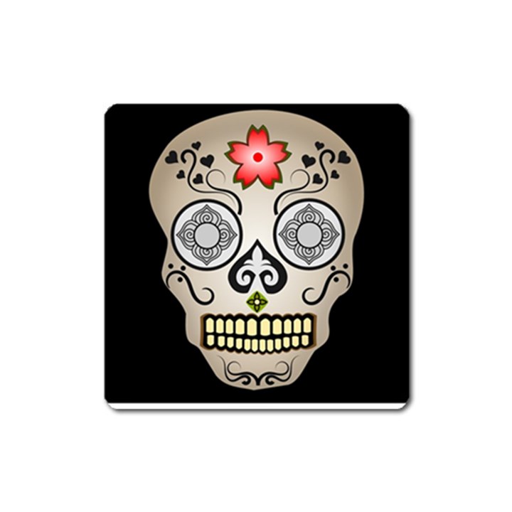 Skull Scary Art Digital Head Square Magnet