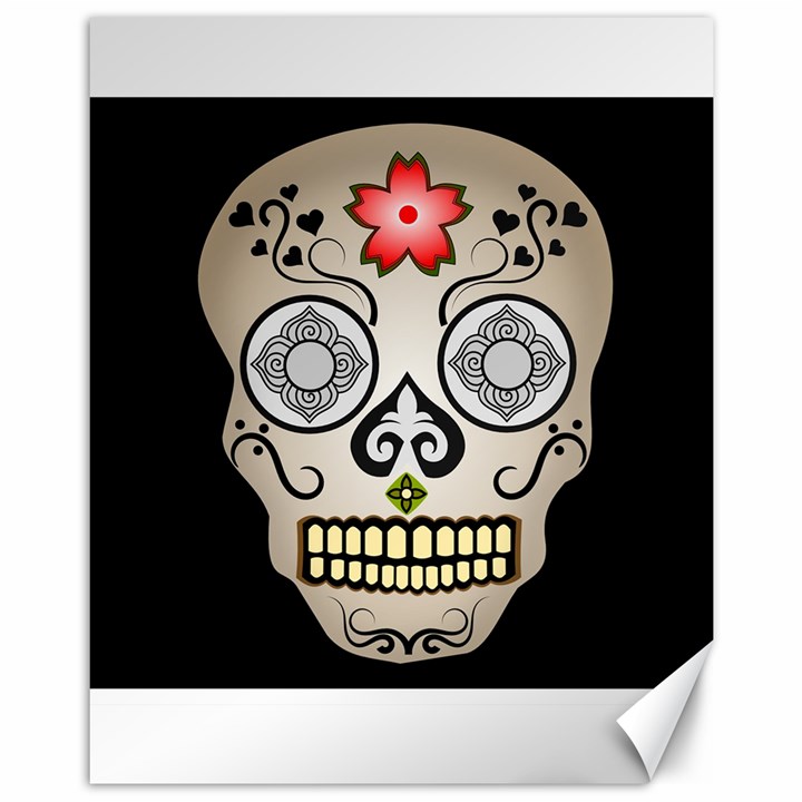 Skull Scary Art Digital Head Canvas 11  x 14 