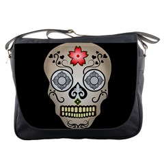 Skull Scary Art Digital Head Messenger Bag by Wegoenart