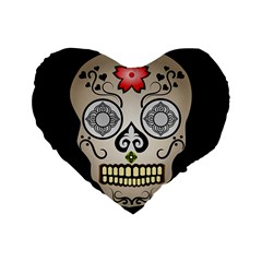 Skull Scary Art Digital Head Standard 16  Premium Heart Shape Cushions by Wegoenart