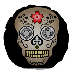 Skull Scary Art Digital Head Large 18  Premium Flano Round Cushions by Wegoenart