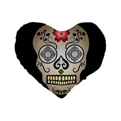 Skull Scary Art Digital Head Standard 16  Premium Flano Heart Shape Cushions by Wegoenart