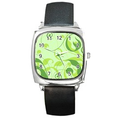 Floral Decoration Flowers Design Square Metal Watch by Wegoenart