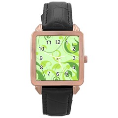 Floral Decoration Flowers Design Rose Gold Leather Watch  by Wegoenart