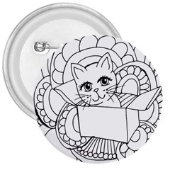 Cute Cat Coloring Page Design 3  Buttons by Wegoenart