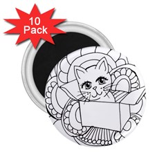 Cute Cat Coloring Page Design 2 25  Magnets (10 Pack)  by Wegoenart