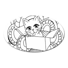 Cute Cat Coloring Page Design Oval Magnet by Wegoenart