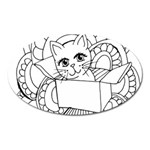 Cute Cat Coloring Page Design Oval Magnet Front