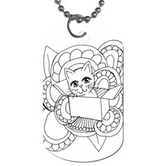 Cute Cat Coloring Page Design Dog Tag (two Sides) by Wegoenart