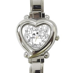 Cute Cat Coloring Page Design Heart Italian Charm Watch by Wegoenart