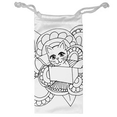 Cute Cat Coloring Page Design Jewelry Bag by Wegoenart