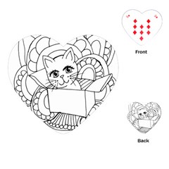 Cute Cat Coloring Page Design Playing Cards Single Design (heart) by Wegoenart