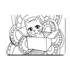 Cute Cat Coloring Page Design Small Doormat  by Wegoenart