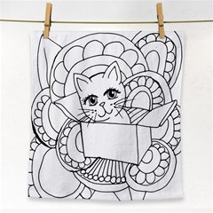 Cute Cat Coloring Page Design Face Towel by Wegoenart