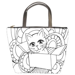 Cute Cat Coloring Page Design Bucket Bag by Wegoenart