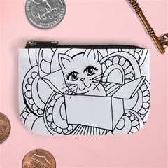 Cute Cat Coloring Page Design Mini Coin Purse by Wegoenart