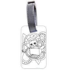 Cute Cat Coloring Page Design Luggage Tag (one Side) by Wegoenart