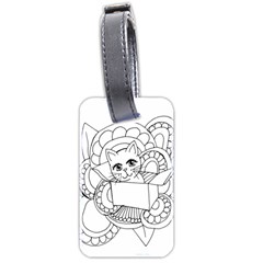 Cute Cat Coloring Page Design Luggage Tag (two Sides) by Wegoenart