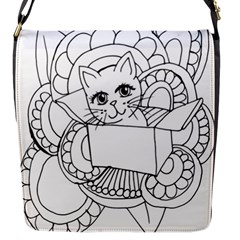 Cute Cat Coloring Page Design Flap Closure Messenger Bag (s) by Wegoenart