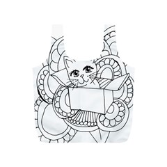 Cute Cat Coloring Page Design Full Print Recycle Bag (s) by Wegoenart