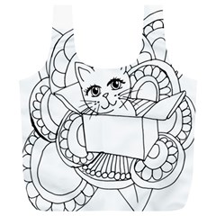 Cute Cat Coloring Page Design Full Print Recycle Bag (xl) by Wegoenart