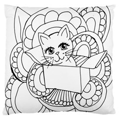 Cute Cat Coloring Page Design Large Flano Cushion Case (two Sides) by Wegoenart