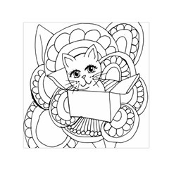 Cute Cat Coloring Page Design Small Satin Scarf (square) by Wegoenart