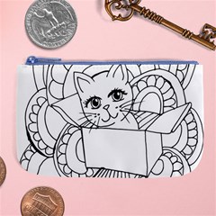 Cute Cat Coloring Page Design Large Coin Purse by Wegoenart