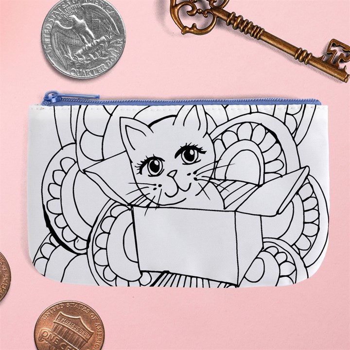 Cute Cat Coloring Page Design Large Coin Purse