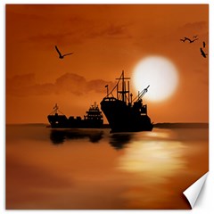 Digital Art Artwork Ship Boats Sea Canvas 12  X 12  by Wegoenart