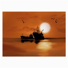 Digital Art Artwork Ship Boats Sea Large Glasses Cloth by Wegoenart