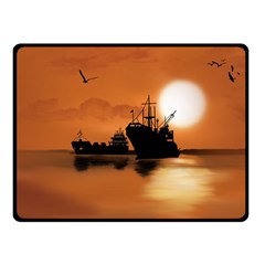 Digital Art Artwork Ship Boats Sea Fleece Blanket (small) by Wegoenart