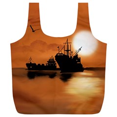 Digital Art Artwork Ship Boats Sea Full Print Recycle Bag (xl) by Wegoenart