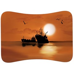 Digital Art Artwork Ship Boats Sea Velour Seat Head Rest Cushion by Wegoenart