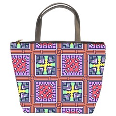 Shapes In Squares Pattern                       Bucket Bag by LalyLauraFLM