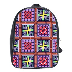 Shapes In Squares Pattern                       School Bag (large) by LalyLauraFLM