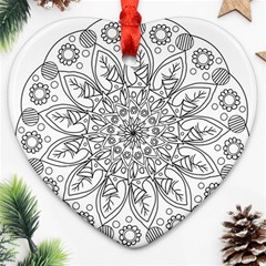 Flowers Mandala Hand Drawing Ornament (heart) by Wegoenart