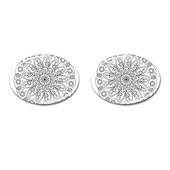 Flowers Mandala Hand Drawing Cufflinks (oval)